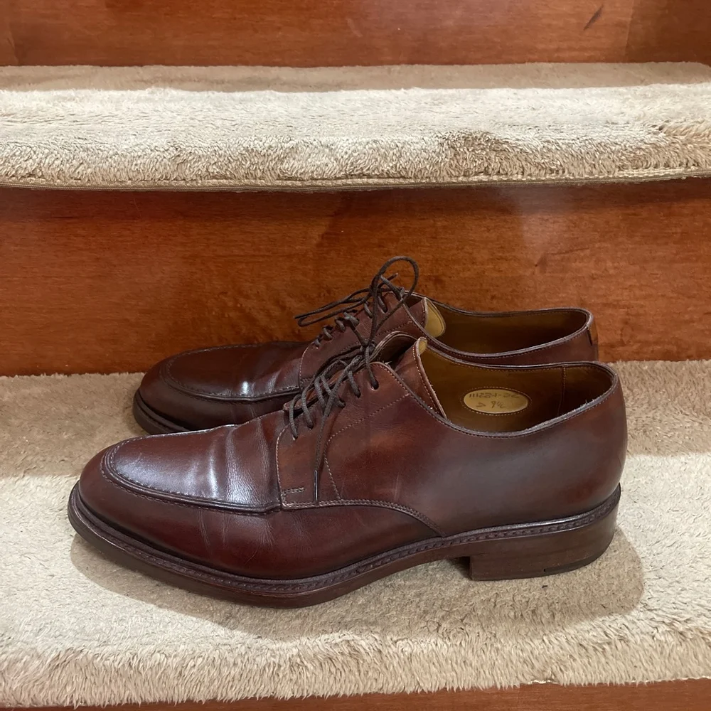 Santoni Brown Leather Oxfords & Derbys Men’s Size 9.5 In Good Condition